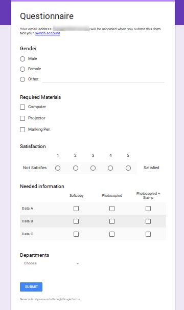 CREATING SURVEY QUESTIONNAIRE USING GOOGLE .